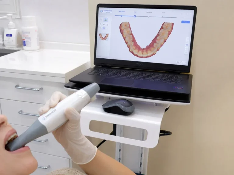 Intraoraler Scanner und Monitor mit Zahnscan